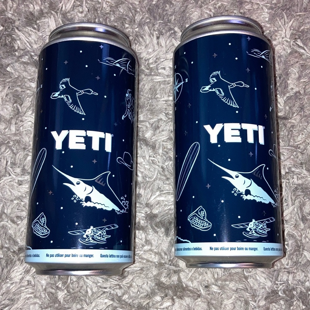 Bundle of 2 yeti stash cans limited edition with sickers